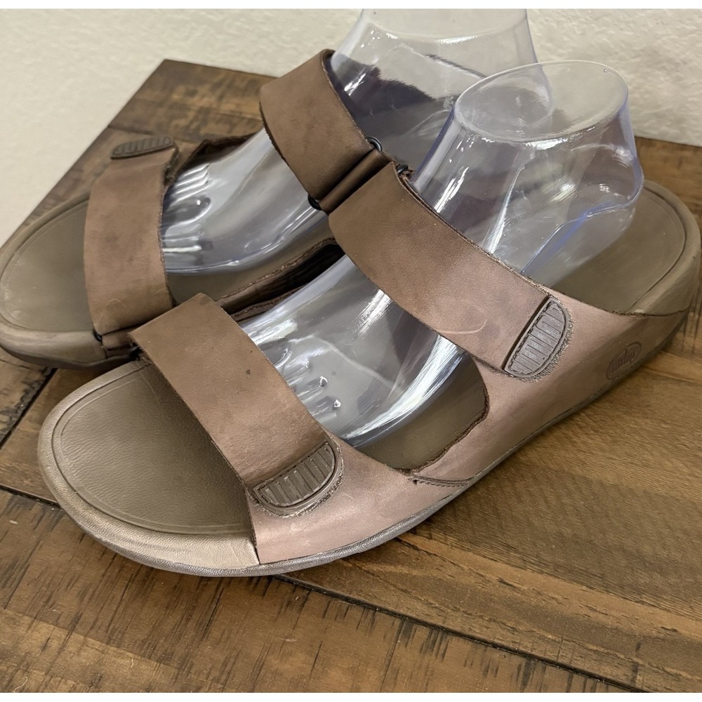 FitFlop Men's Gogh Leather Adjustable Slide Slip On Sandals In Size 12